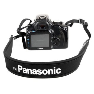สายคล้องกล้อง แบบนิ่ม สายดำ/อักษรขาว  พานาโซนิค For PANASONIC
