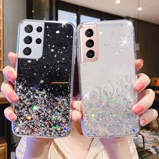 เคสโทรศัพท์ Samsung Galaxy S21 FE Ultra S21+ Plus Casing Soft Silicone Glitter Transparent Clear Phone Case Back Cover for GalaxyS21FE