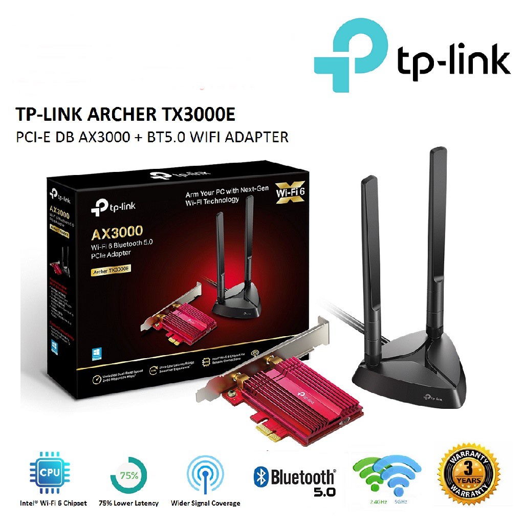 tp-link-archer-tx3000e-ตัวรับสัญญาณแบบ-pci-e-รองรับ-wifi-6-bluetooth-5-0-ax3000-ประกันศูนย์-lifetime
