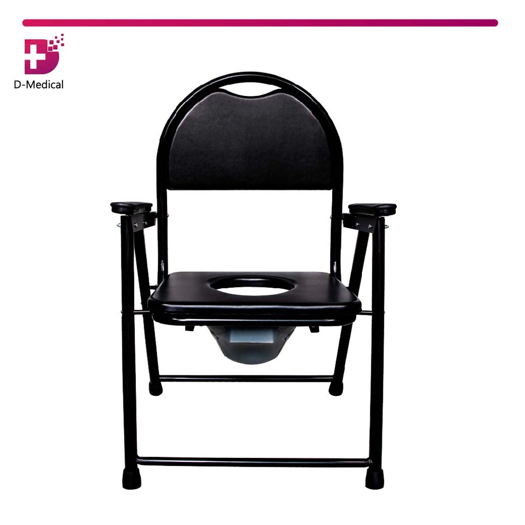 พร้อมส่ง-เก้าอี้นั่งถ่ายพลาสติกเบาะนิ่ม-โครงเหล็ก-y8996-สีดำ-เบาะนั่งนิ่ม-ๆ-รับน้ำหนักได้-100-กิโลกรัม