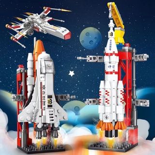 ⭐COD⭐บล็อกไม้ ของเล่นตัวต่อยานอวกาศ ก่อสร้างของเล่น โมเดลจรวด การบิน ของเล่นเด็ก ของขวัญสำหรับเด็ก