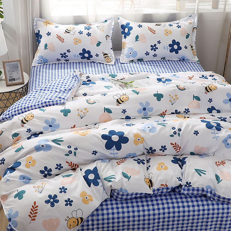 ผ้าปูที่นอน-ปลอกหมอน-ปลอกผ้านวม-คือบาง-3-4-ชิ้น-เตียงขัดลายการ์ตูนสามชิ้นสี่ชิ้นน่ารัก