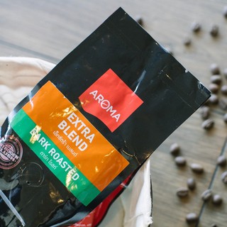 เมล็ดกาแฟ เอ็กซ์ตร้า เบลนด์ยี่ห้อ AROMA  Conventional Coffee Blend 250 กรัม