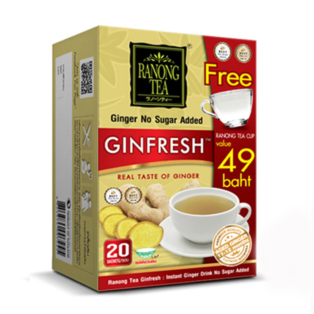 ภาพสินค้าขิงผง เรนองที รสไม่มีน้ำตาล RANONG TEA GINGER (20ซอง) (拉农茶) 泰式姜茶 沒有添加糖 (原版的) จากร้าน ranongteashop บน Shopee ภาพที่ 2