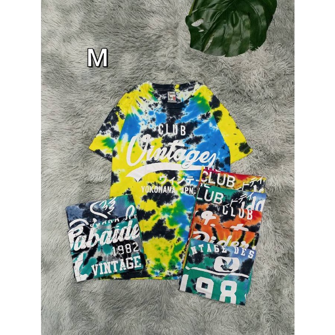 มัดกัด-มัดย้อม-เสื้อยืด-กัดสีสด-สกรีนลายตัวหนังสือ-เสื้อคอกลม-เสื้อใส่เที่ยว-วินเทจ