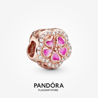 Pandora ชาร์มดอกพีช ชุบโรสโกลด์ 14k สีชมพู ของขวัญวันหยุด สําหรับผู้หญิง p804