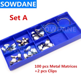 100Pcs/Set Dental Orthodontic Sectional Contoured Matrice Matrix Ring Plastic Delta Wedge Rubber Wedges Set A Matrices