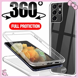 Samsung Galaxy Note 20 Ultra 20ultra 10 Pro Plus Lite 10pro 10plus 10lite 8 9 เคสโทรศัพท์แบบใสอัพเกรดสองด้านโปร่งใส 360 ° ป้องกันกันกระแทกเต็มรูปแบบปลอก