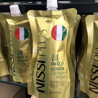 แท้100% แพคคู่ ใหม่พร้อมส่ง NISSI PLUS 24K Gold Keratin Collagen Argan 500 ml. แพคคู่