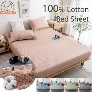 ชุดผ้าปูที่นอน ผ้าฝ้าย 100% พิมพ์ลาย - สีชมพู / สีเขียว ควีนไซซ์ คิงไซซ์