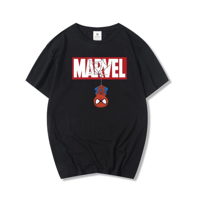 เสื้อยืดพิมพ์ลายกราฟฟิก Marvel Spiderman ผ้าฝ้ายสำหรับผู้หญิง