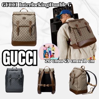 กุชชี่  GUCCI  Interlocking Double G กระเป๋าสะพายหลังขนาดกลาง/กระเป๋าสตรี