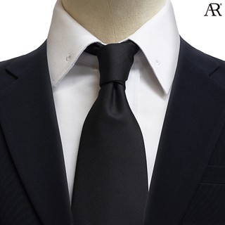 ANGELINO RUFOLO Necktie(NTM-พท.011) เนคไทผ้าไหมทออิตาลี่คุณภาพเยี่ยม ดีไซน์ Matte Black Classic สีดำด้าน