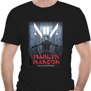 เสื้อยืด ผ้าฝ้าย พิมพ์ลาย Marilyn Manson The Pale Emperor สีดํา สําหรับผู้ใหญ่