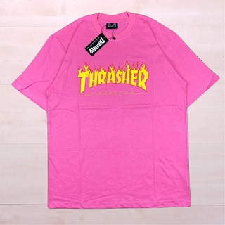 เสื้อยืดผู้ เสื้อยืดแขนสั้น พิมพ์ลายเปลวไฟ สีชมพู S-5XL