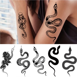 【Magic Tattoo】รอยสักชั่วคราว ลายงู สีดํา กันน้ํา ติดทนนาน