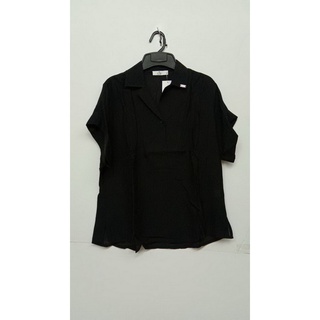 GSP - BASIC COTTON SHIRTCOMFORT FIT เสื้อเชิ้ต แขนสั้น สีดำ  ผ้าคอตตอล คอปกฮาวาย (PL39BL)