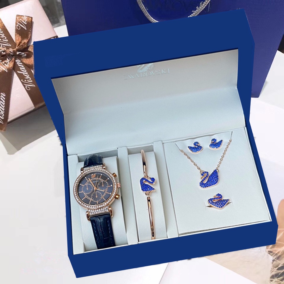ภาพสินค้านาฬิกา S-warovski watches, necklaces, bracelets, rings, earrings เซต5ชิ้น มีให้เลือกหลายแบบ มีกล่องแบนด์ พร้อมถุงแบนด์ จากร้าน supakite999 บน Shopee ภาพที่ 6