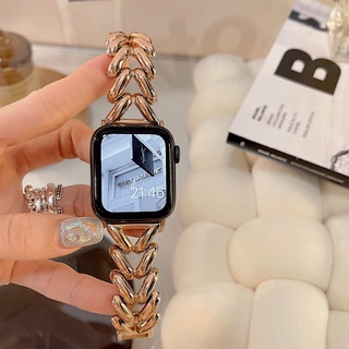 สายนาฬิกาข้อมือสเตนเลส โลหะ รูปหัวใจ สําหรับ iWatch Series 7 6 5 4 3 2 1 SE Apple Watch 38 มม. 40 มม. 41 มม. 44 มม. 45 มม.
