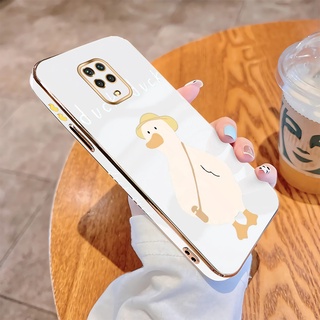 สําหรับ Xiaomi Redmi Note 9s 9 Pro Max 9T 8 Pro 7 Pro เคสโทรศัพท์มือถือ TPU แบบนิ่ม ลายการ์ตูนเป็ด ขอบสี่เหลี่ยม ชุบหรูหรา