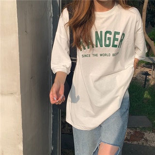 【🔥🔥】เสื้อยืดแขนสั้น ความยาวปานกลาง 172828กระเป๋าสะพายไหล่ ทรงหลวม พิมพ์ลายตัวอักษร เข้ากับทุกการแต่งกาย แฟชั่นฤดูร้อน