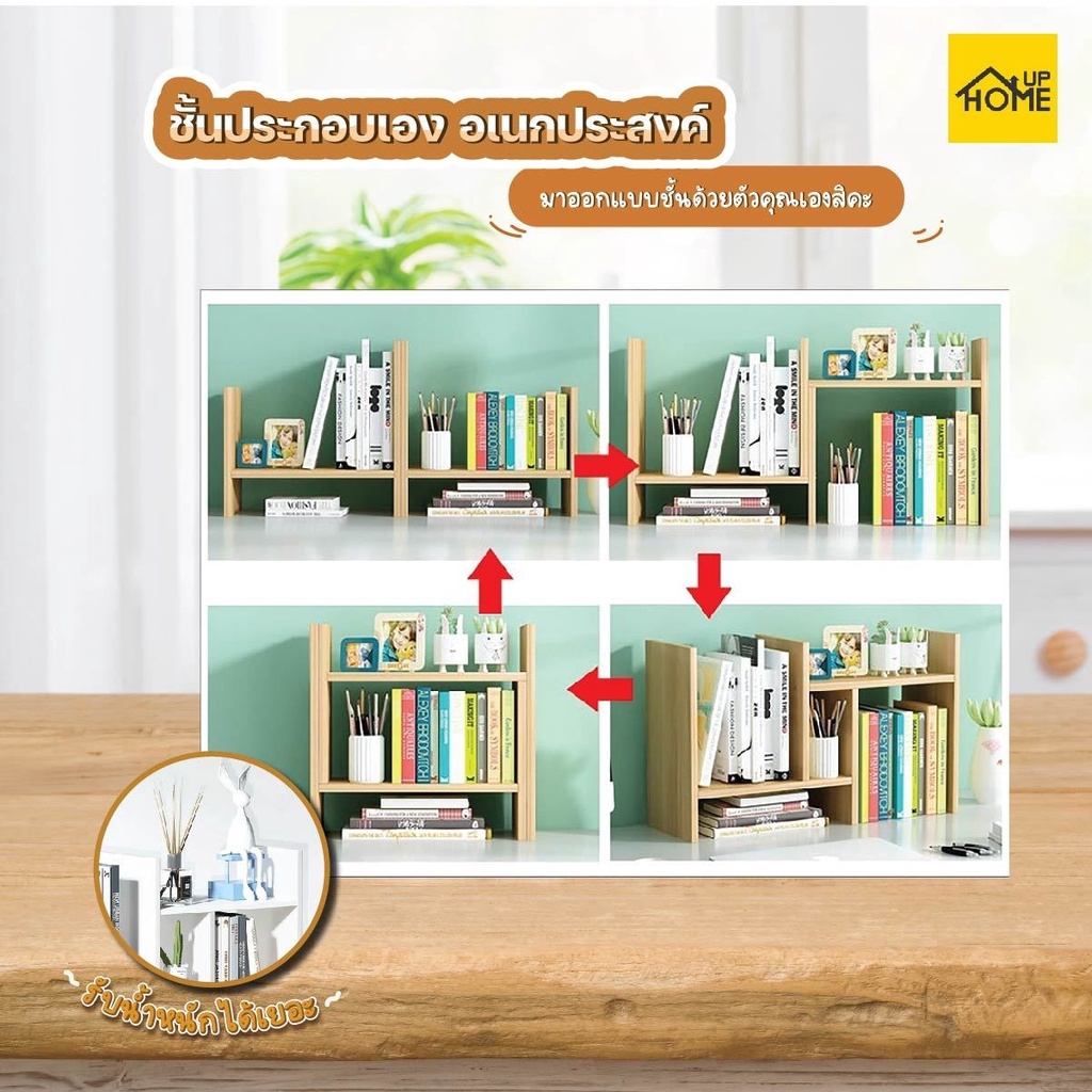 ภาพหน้าปกสินค้าชั้นวางหนังสือ ชั้นวางของ ชั้นวางหนังสือไม้ ชั้นวางของอเนกประสงค์ ปรับเปลี่ยนรูปทรงได้ แถมอุปกรณ์ประกอบ /HomeUP จากร้าน jtong0002 บน Shopee