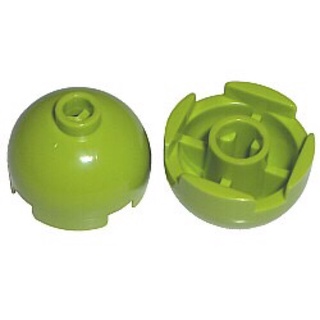 Lego part No.553b / 30367b Round 2 x 2 Dome Top - Blocked Open Stud with Bottom Axle Holder x Shape + Orientation
