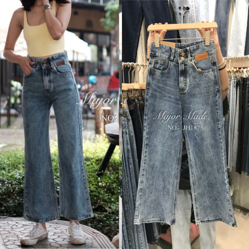 jh1873-ยีนส์เอวสูงขาบาน-มีs-xl-jeans-house