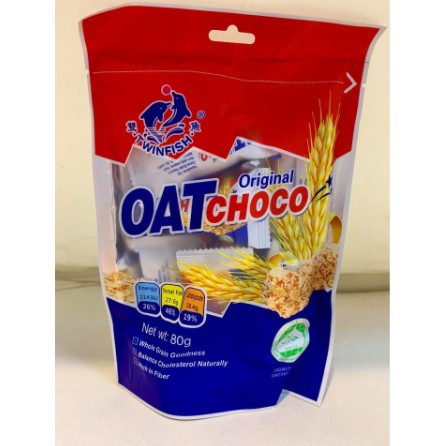 ภาพหน้าปกสินค้า(แบ่งขาย)ข้าวโอ๊ตอัดแท่ง Oat Choco 1 ห่อ 80 กรัม ( 1 มี ประมาณ 7-9 แท่ง) Twinfish Oat Choco จากร้าน gimyongdotshop บน Shopee