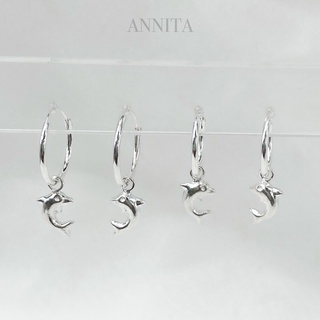 annita.silver - ต่างหูห่วงเงินแท้ ต่างหูเงินแท้925 ต่างหูปลาโลมา ต่างหู hoop earrings สินค้าพร้อมส่ง