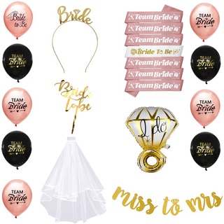 ชุดแบนเนอร์ Bride To Be Team Sash สีทองสําหรับตกแต่งงานแต่งงาน