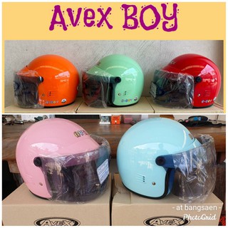 หมวกกันน็อคเด็ก Avex Boy สีสันสดใส มาตรฐาน มอก.369-2557 แถมกระจกสีเทาดำ