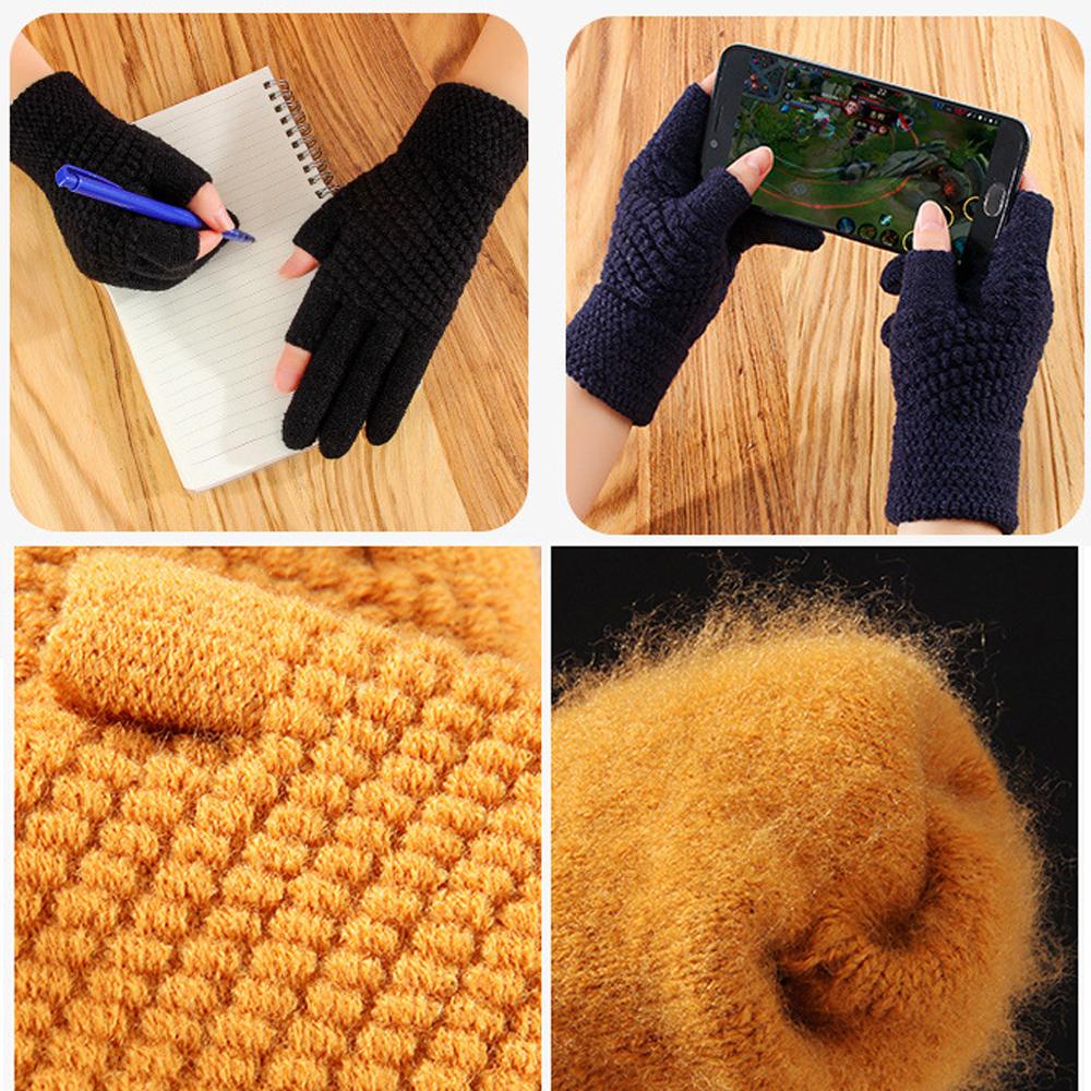 ahmed-ถุงมือผ้าขนสัตว์-แบบหนา-ครึ่งนิ้ว-ผ้าแคชเมียร์-แบบยืดหยุ่น-สําหรับขี่จักรยาน
