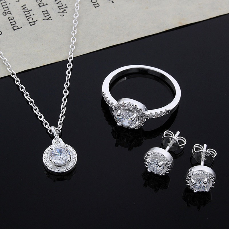 ชุดเครื่องประดับเงินแหวนคริสตัล-swarovski