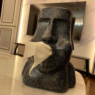 กล่องกระดาษทิชชู่ รูปปั้นหินอีสเตอร์ แบบสร้างสรรค์ สําหรับตกแต่งบ้าน ห้องนั่งเล่น ตู้ทีวี