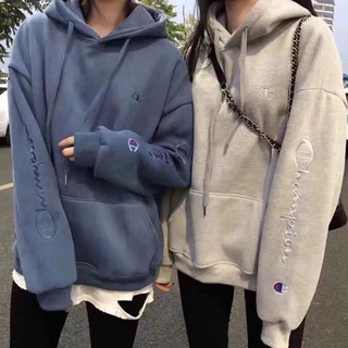 🔥Hot sale/ เสื้อกันหนาวแชมเปี้ยนรุ่นญี่ปุ่นผู้หญิงฤดูใบไม้ร่วงและฤดูหนาวอินลมป่าเย็บปักถักร้อยแบรนด์น้ำบวกกำมะหยี่คนรัก