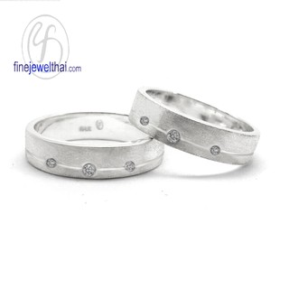 Finejewelthai แหวนคู่-แหวนเพชร-เพชร-แหวนหมั้น-แหวนแต่งงาน-Couple-Diamond CZ-Wedding Ring-Silver-White Gold - RC30146cz