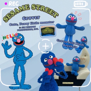 พวงกุญแจ Grover เพื่อนเอลโม่ (Elmo) ตาไม่เหลือง หายาก ป้าย SESAME STREET (SESAME STREET Grover Soft Plush Keychain)