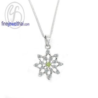 Finejewelthai-จี้เพอริดอท-เพอริดอท-จี้เพชรCZ-จี้พลอย-พลอยประจำเดือนเกิด-Peridot-Silver-Pendant-Birthstone-P1094pd00e