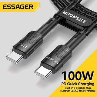 Essager สายชาร์จ 5A 100W Type-C เป็น USB C QC4.0 Type-C สําหรับโทรศัพท์มือถือ Android Huawei Mbk