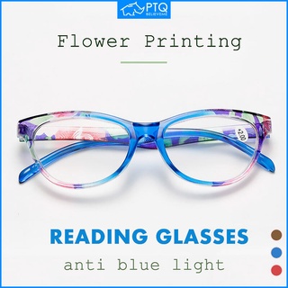 Ptq แว่นตาอ่านหนังสือ กรอบแว่นสายตายาว พิมพ์ลายดอกไม้ น้ําหนักเบา ค่าสายตา +1.0 1.5 2.0 2.5 3.0 3.5 4.0 สําหรับผู้หญิง