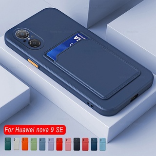 Luxury Card Holder Wallet Case For Huawei nova 9 SE 5G Shockproof Cover Hauwei nova9 se nova 9se 4G Liquid Soft Silicone Coques