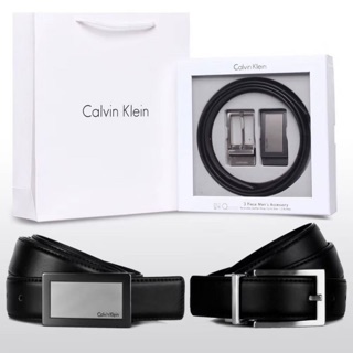 🎊 เซ็ตเข็มขัดชาย CALVIN KLEIN MENS ACCESSORY วัสดุหนังแท้ 100%