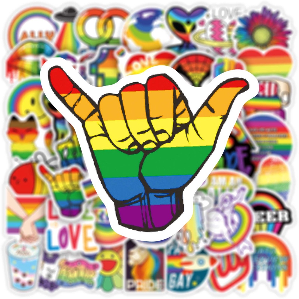 ภาพสินค้าสติกเกอร์ สติกเกอร์สายรุ้ง สติกเกอร์ลอกง่าย เรนโบว์ สายรุ้ง ลอกง่าย 50 ชิ้น Rainbow LGBT PRIDE Sticker easy to remove จากร้าน rainbowrepublic บน Shopee ภาพที่ 6