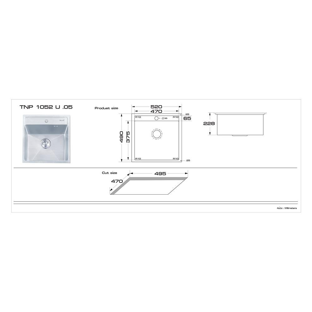 embedded-sink-sink-built-1bowl-tecnoplus-sink-tnp-1052-u-stainless-sink-device-kitchen-equipment-อ่างล้างจานฝัง-ซิงค์ฝัง