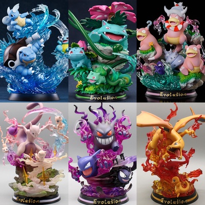 โมเดลฟิกเกอร์เรืองแสง-อนิเมะ-pokemon-mfc-evolution-group-mewtwo-charizard-gengar-eevee-blastoise-venusaur-ของขวัญ-สําหรับตกแต่ง