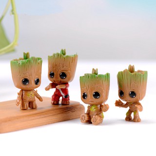 ตุ๊กตาของเล่นรูปทรงต้นไม้ Groot ของเล่นสําหรับตกแต่งบ้าน 4 ชิ้น