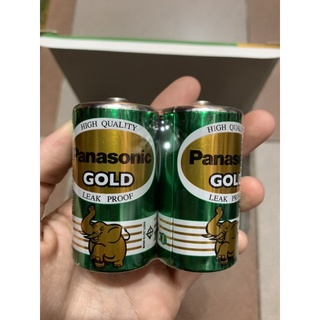 สินค้า ถูกสุด!! ส่งKerry (2ก้อน) ถ่าน พลังช้าง Panasonic Gold D (ถ่านใหญ่ Size :D) พานาโซนิค D 2ก้อน ของแท้