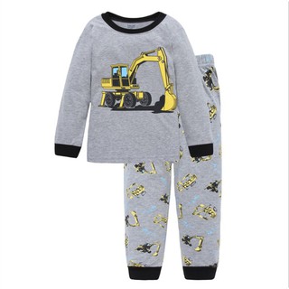 Excavator Baby Kids ชุดนอนเด็กชายชุดนอนแบบยาวชุดลำลองชุดโฮมเมด Pjs