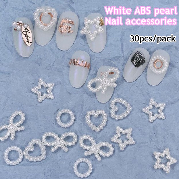 ภาพหน้าปกสินค้าลูกปัดไข่มุก ABS สีขาว สําหรับตกแต่งเล็บ DIY จากร้าน mybeautymall.th บน Shopee